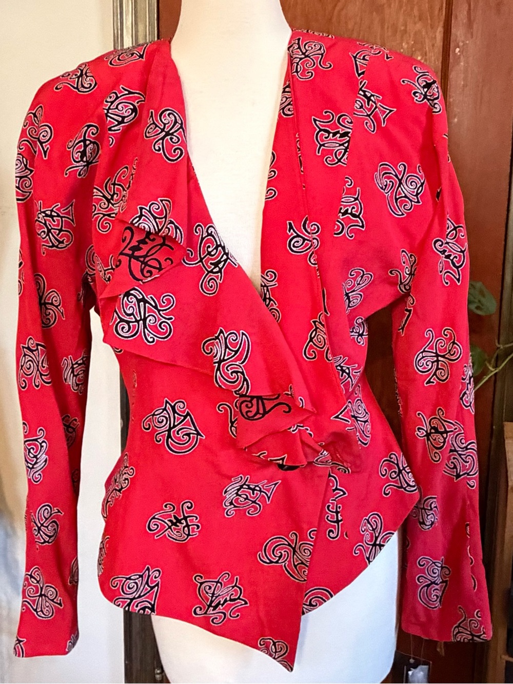 Vintage Saks Fifth Ave PSI Alvin Bell Asymmetric Peplum Blouse Suit Size 14